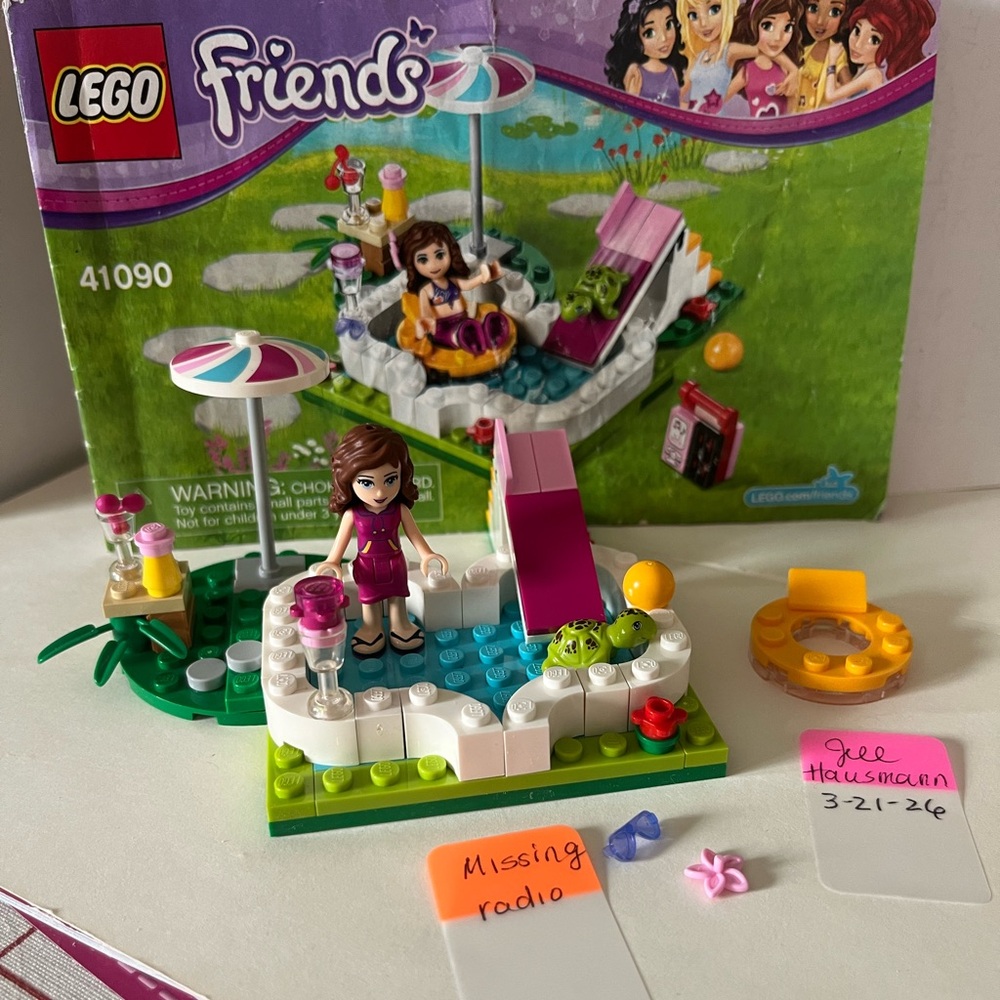 Lego Friends Pink White Blue Pool Playset